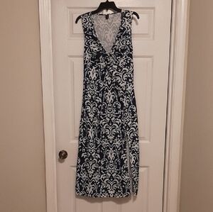 SHEIN Navy and White Patterned Maxi Dress
